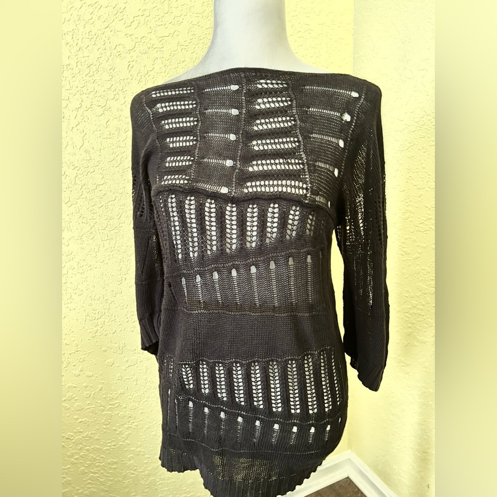 Moda International fairy grunge crochet boatneck sweater, Size Medium